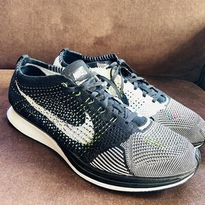 Nike Flyknit Racer Black White Volt 526628-011 Men's size 13 US 12 UK 47.5 EUR